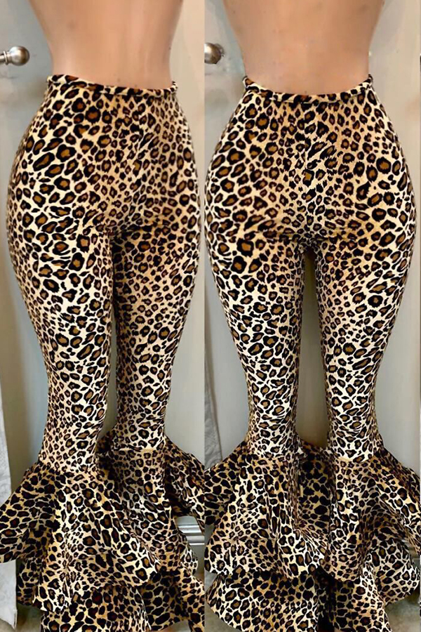 flared leopard print trousers