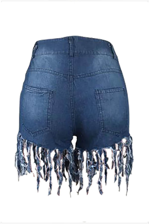 Lovely Lovelywholesale Casual Tassel Design Blue JeansLW Fashion