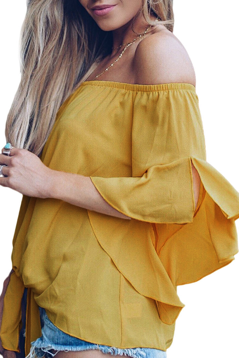 Lovely Stylish Off The Shoulder Yellow BlouseLW | Fashion Online For ...