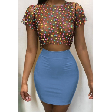 see through two piece skirt set
