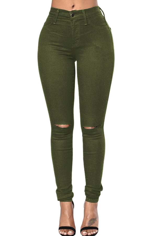 Lovely Casual Hollowout Army Green JeansLW Fashion Online For Women