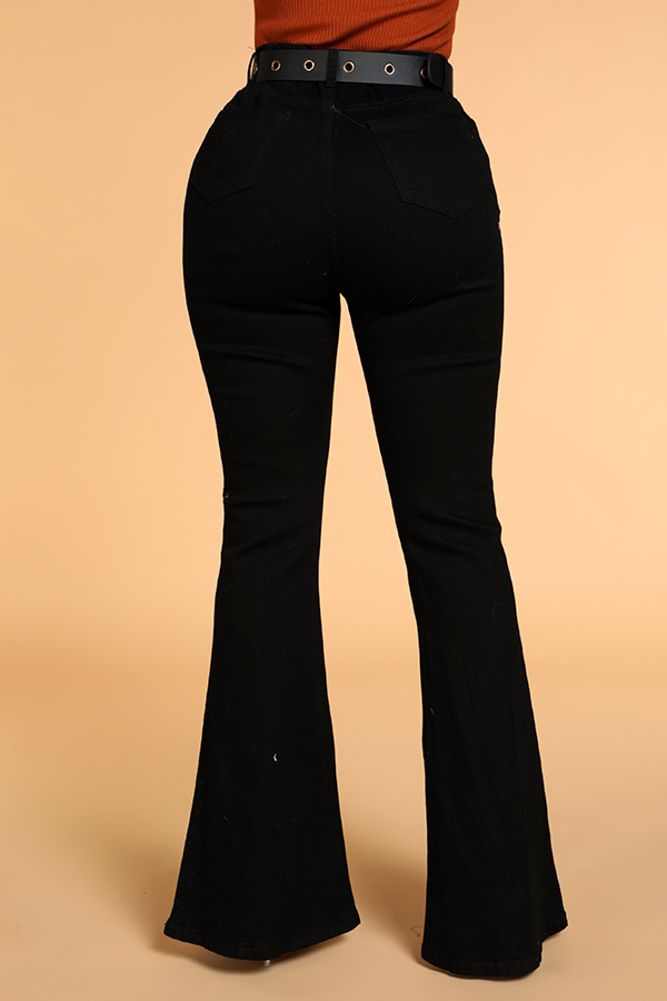 Lovely Casual Flared Black JeansLW | Fashion Online For Women | Affordable Women's Clothing 