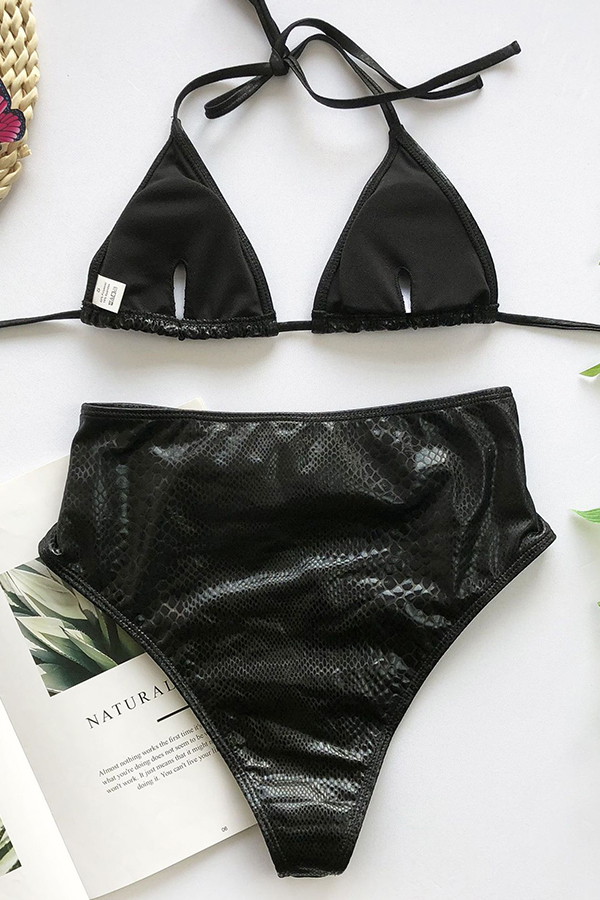 Lovely Laceup Black Twopiece SwimsuitLW Fashion Online For Women