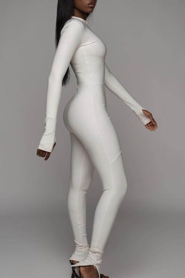 Lovely Casual Skinny White One-piece Jumpsuitlw 