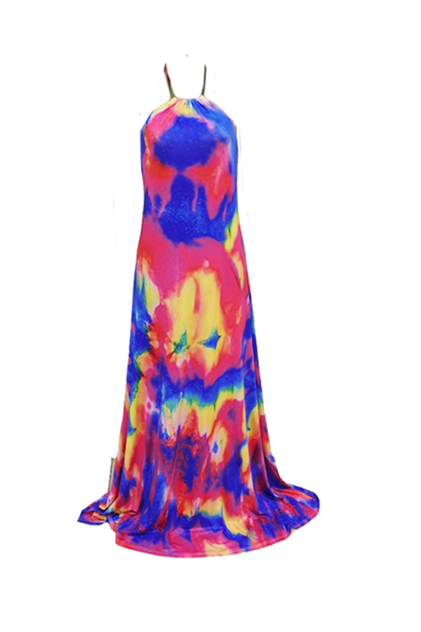 Lovely Casual Spaghetti Strap Print Multicolor Maxi DressLW | Fashion ...