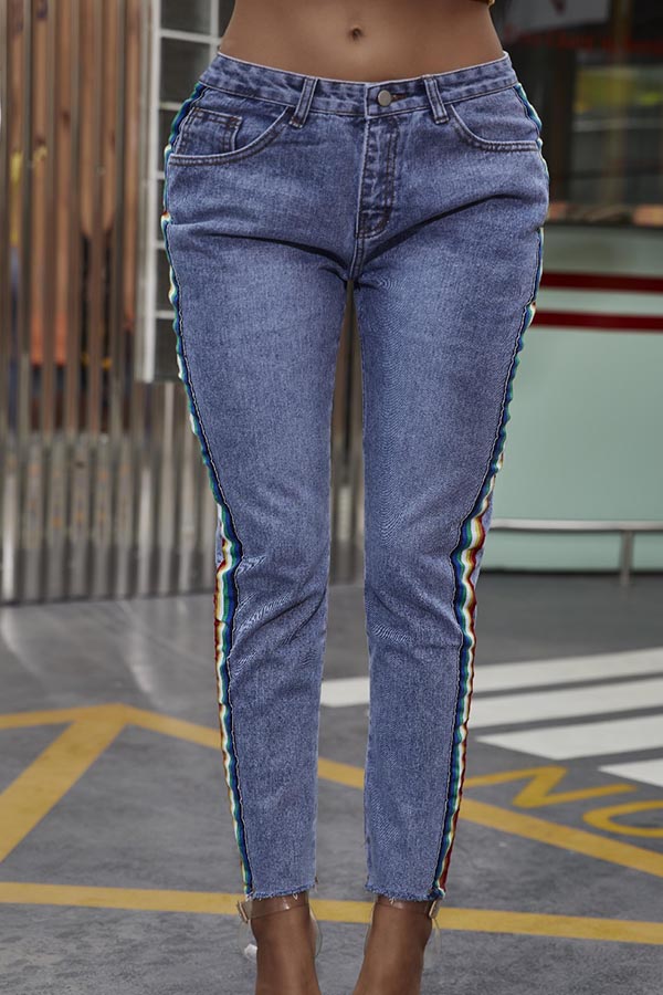 Lovely Casual Striped Blue JeansLW | Fashion Online For Women ...