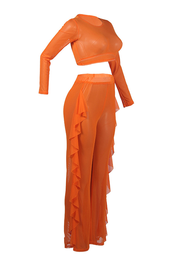 Lovely Casual Flounce Orange Two-piece Pants SetLW | Fashion Online For ...