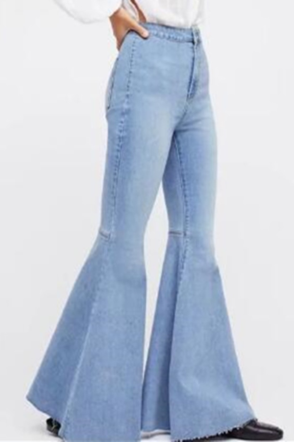 baby blue flared trousers