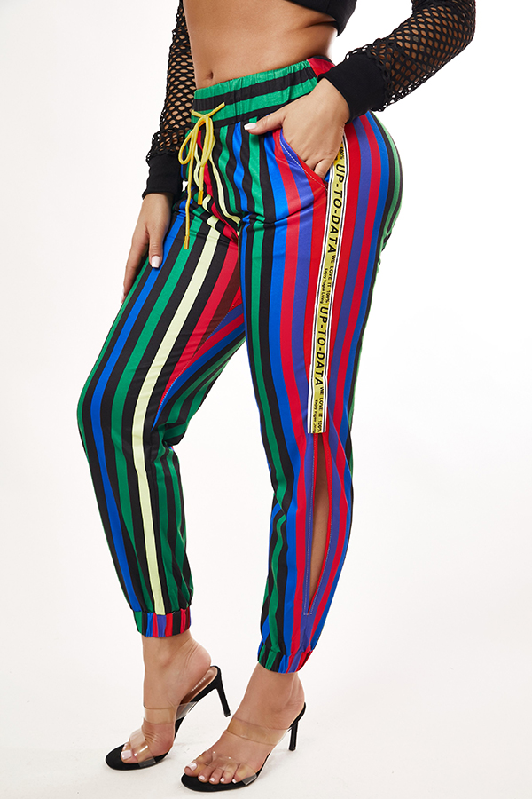 Lovely Casual Striped Multicolor Pantslw Fashion Online For Women Affordable Women S
