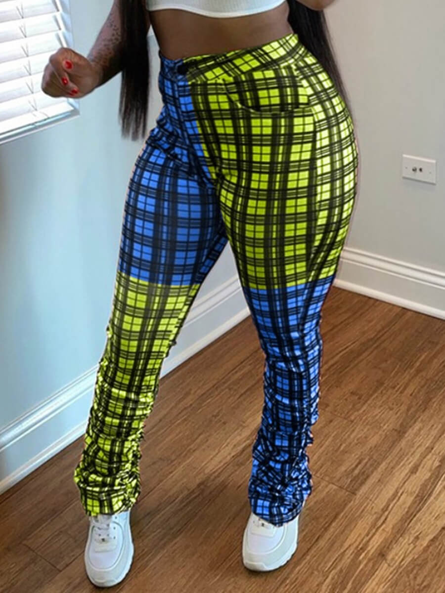 grid print pants