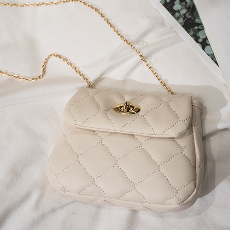 white chain strap bag