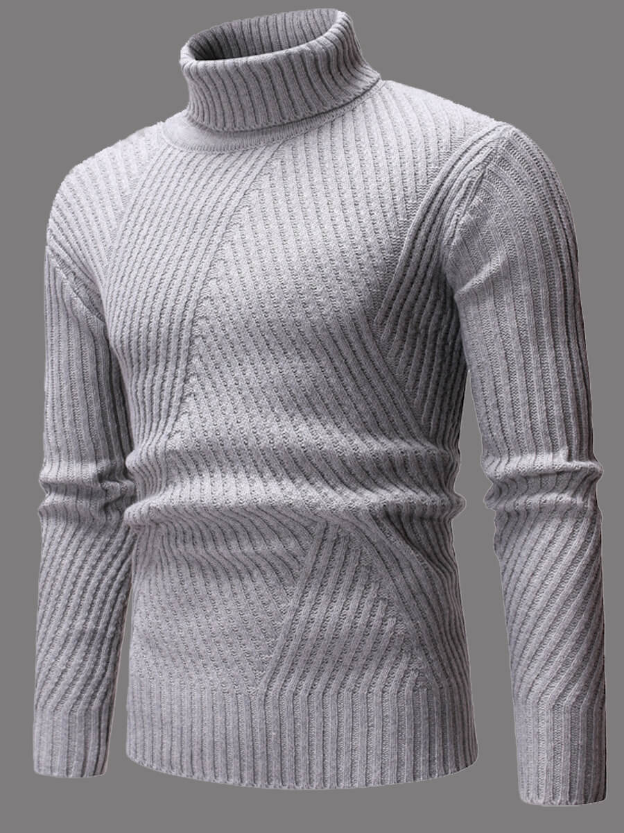Lovely Casual Turtleneck Striped Grey Men SweaterLW | Fashion Online ...