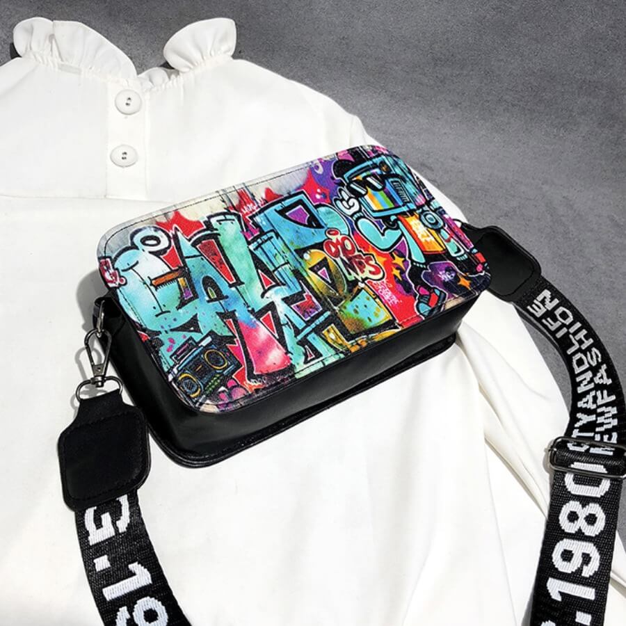 Lovely Trendy Graffiti Print Black Crossbody BagLW Fashion Online For