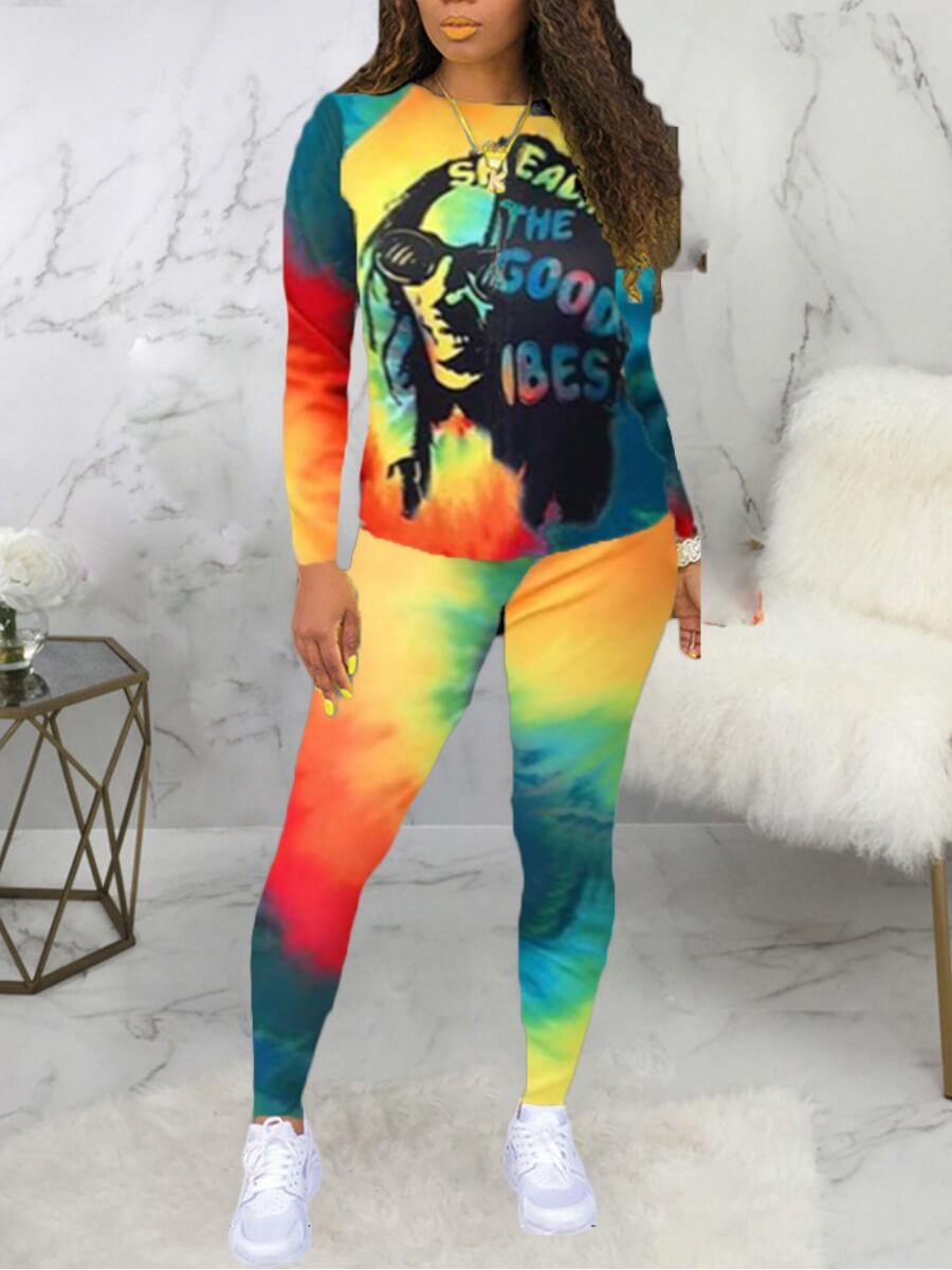oversized tie dye graffiti print tracksuit