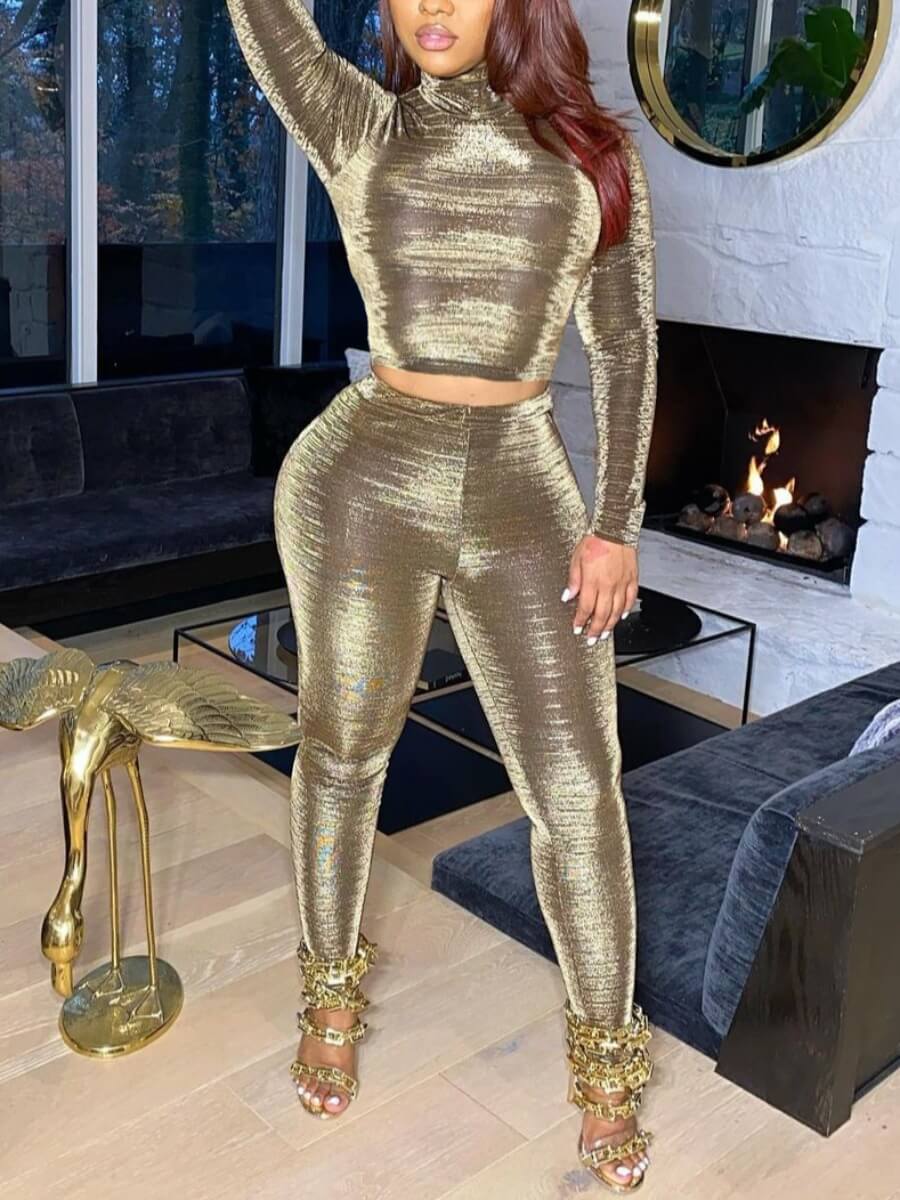 gold sparkle turtleneck