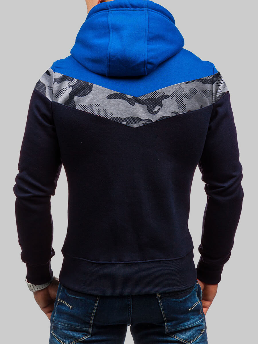 Lovely Trendy Camo Print Patchwork Navy Blue Men HoodieLW | Fashion ...