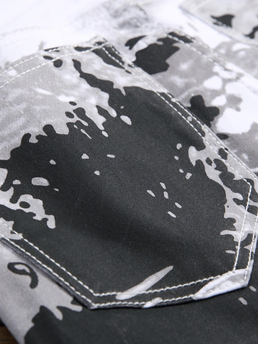 Lovely Men Casual Mid Waist Tiedye White JeansLW Fashion Online For