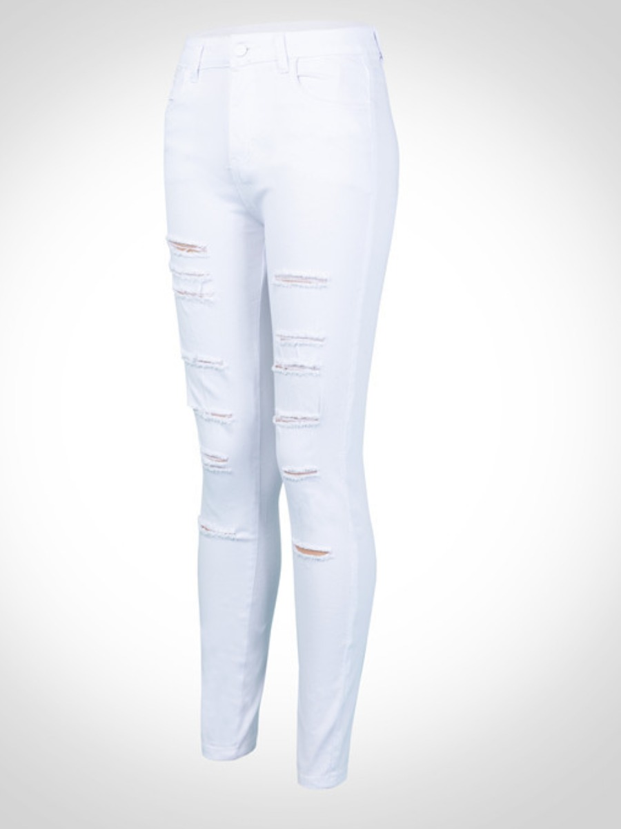 LW High Stretchy Ripped Pencil Skinny Jeans